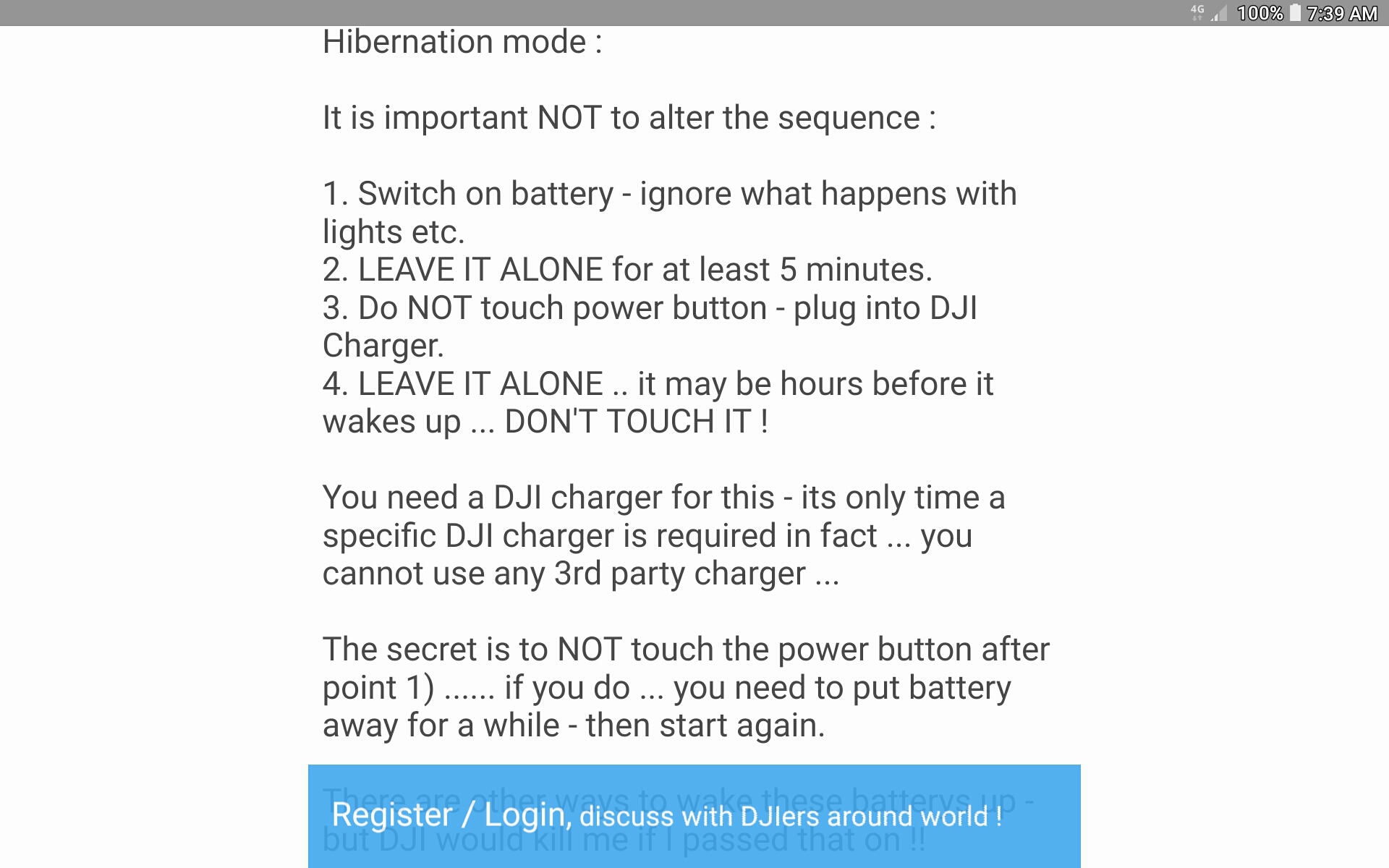 Dji battery hibernation hot sale mode