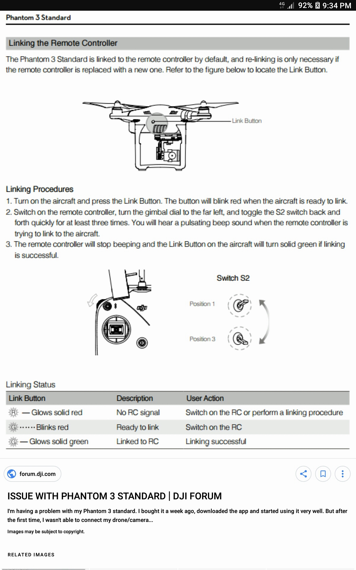 Phantom 3 best sale standard linking button