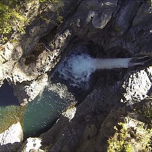 Drone view at Las Siete Tazas (The seven cups waterfalls) in Chile