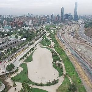 Phantom 3 Advanced aerial view at Bicentenario park in Santiago de Chile