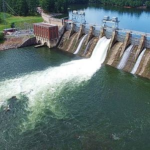 Aerial Views of Duke Energy/Oxford Hydroelectric Power Station - Conover, NC