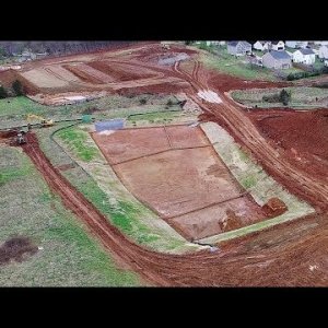 Updated Aerial Views of Site Work at New Subdivision - Whitsett, NC