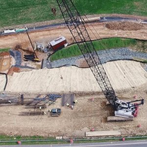 Updated Aerial View of US-70 Bypass Bridge Construction - Hillsborough, NC
