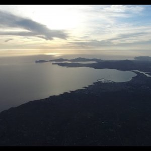 Relaxing Phantom Flight to Sardinian Emerald Coast, Mountain to Beach, with sunset view on Alghero