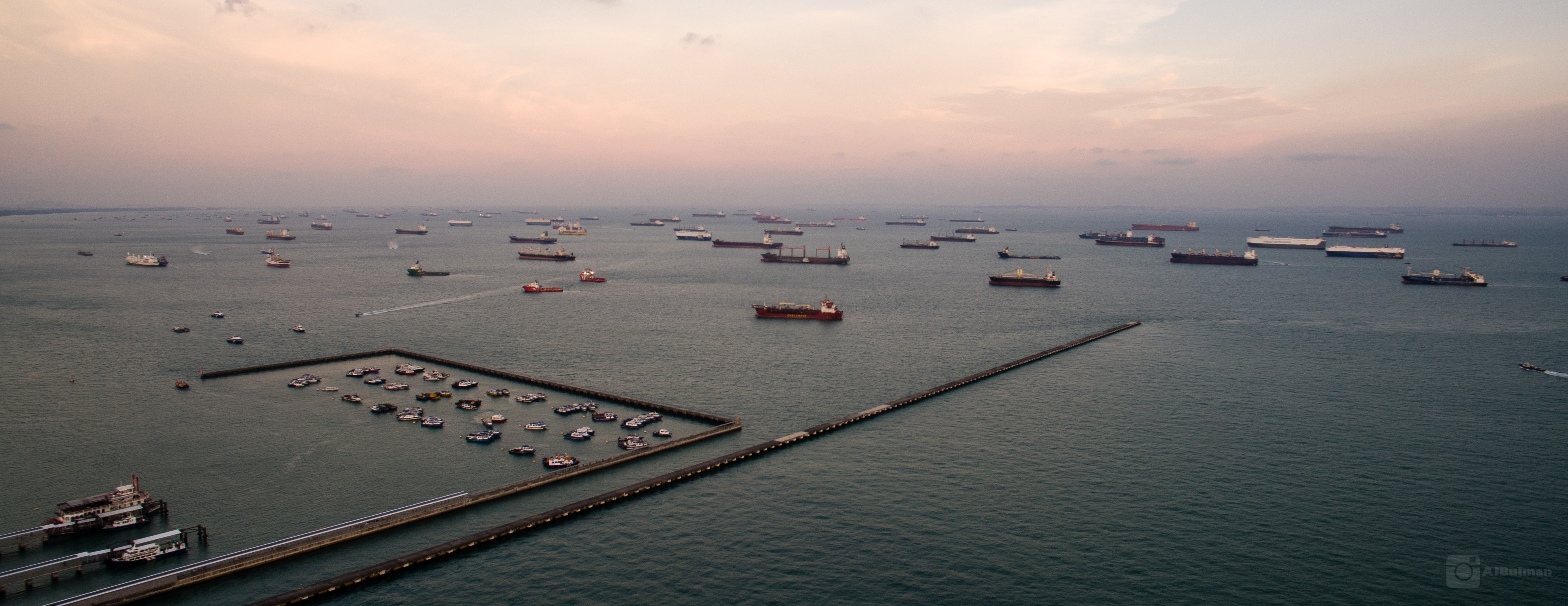 Anchored Ships off Singapore