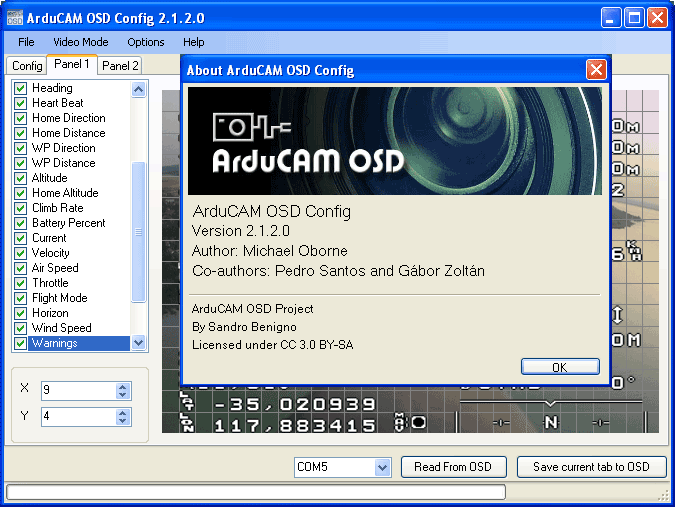 ArduCAM OSD Config