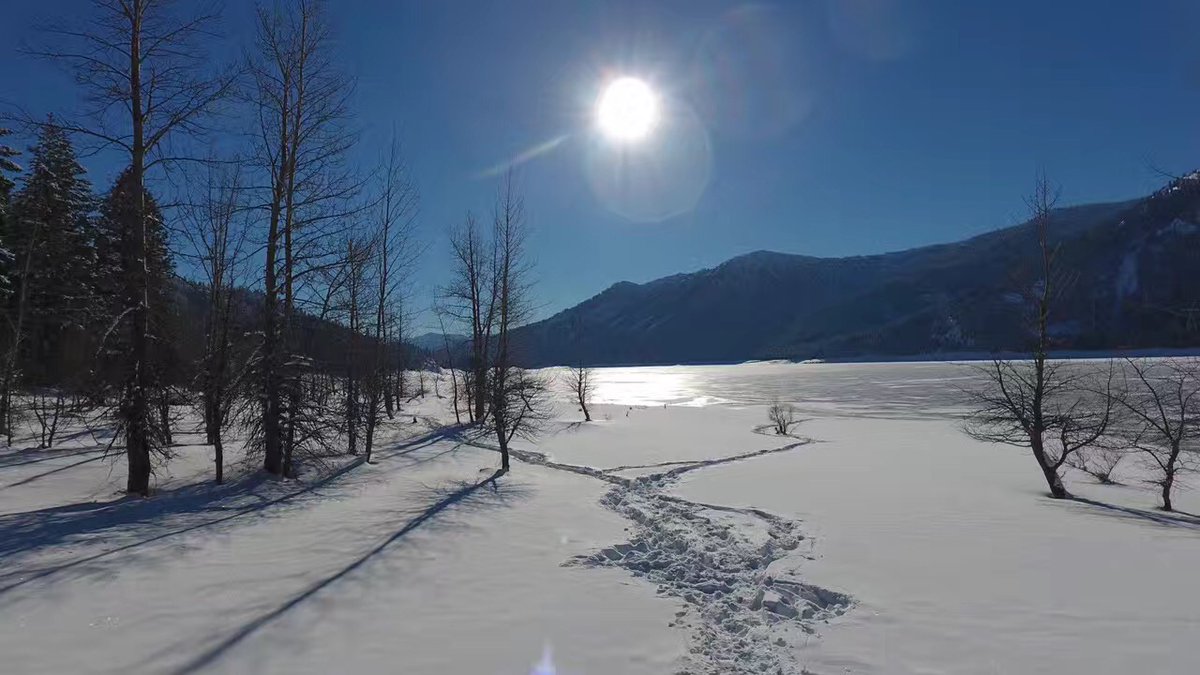 Beautiful sunrise and snow