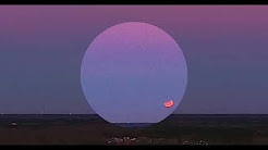 Blue Blood Moon Eclipse at moonset