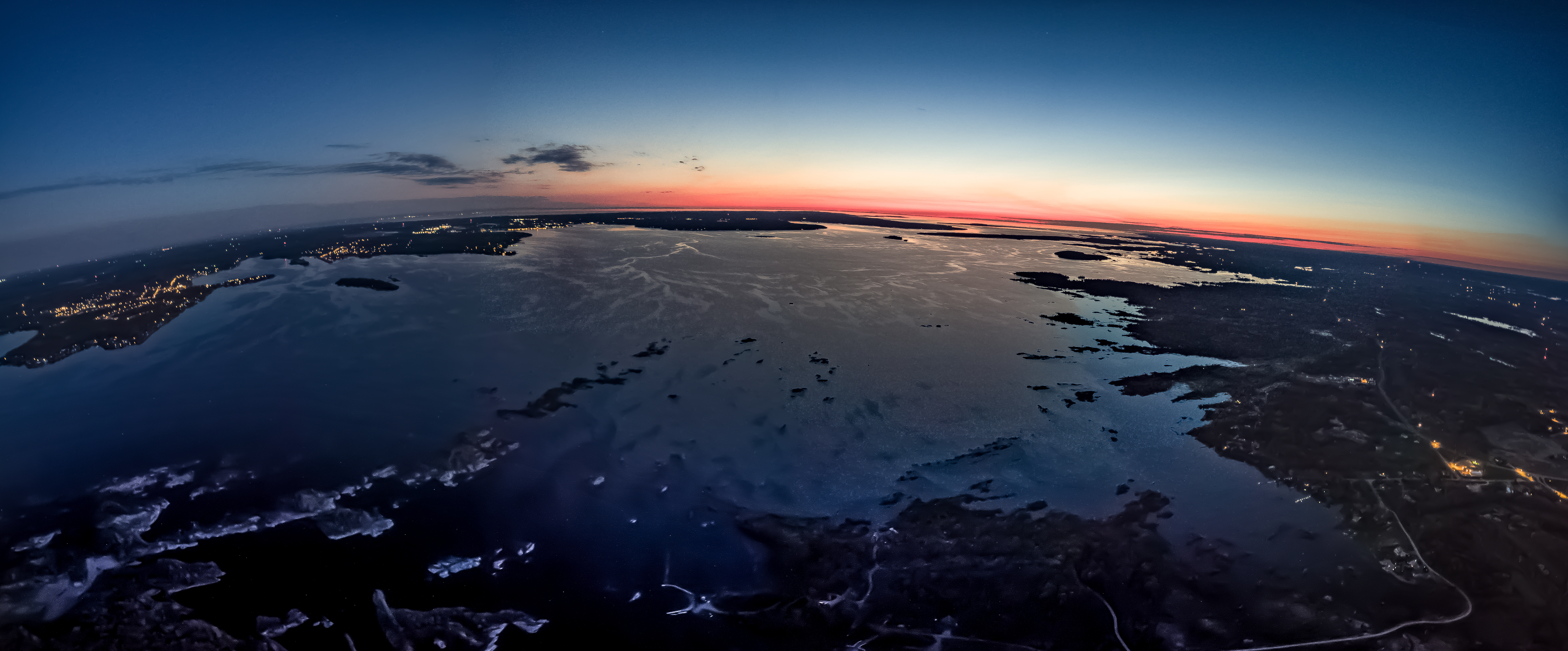 Dusk, 500m over Georgian Bay, ON