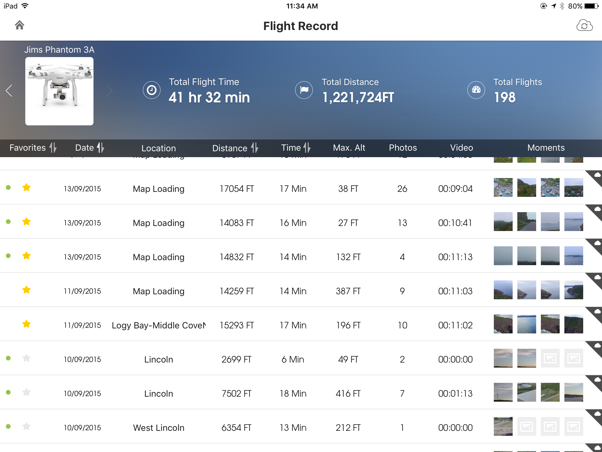 Flight Records showing Map Loading