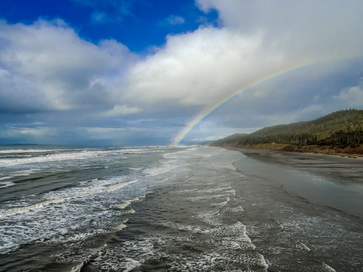 Olympic Peninsula, Washington State. Saw the rainbow as we were driving down the highway