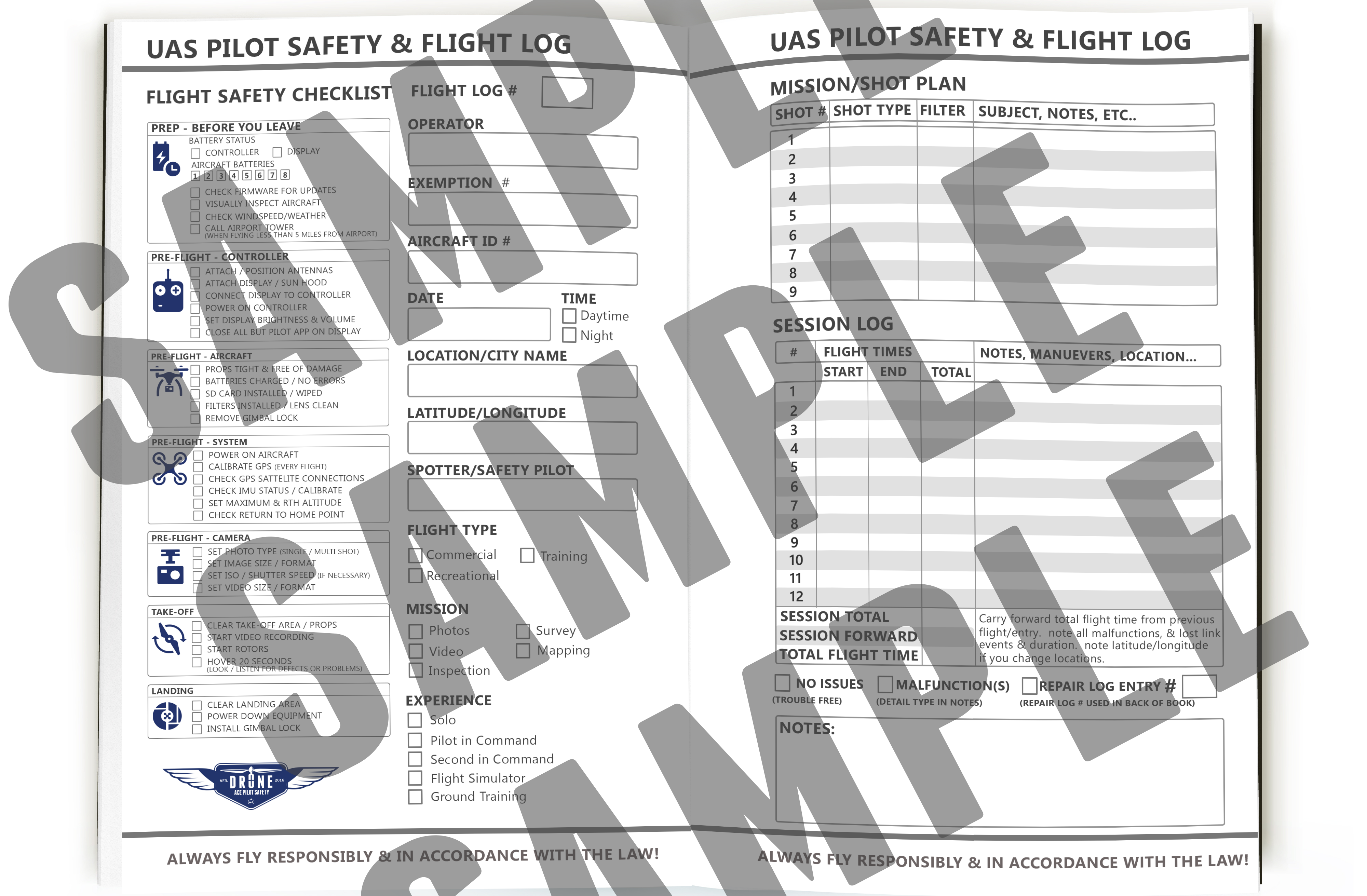 Pilot Log Book Two Page