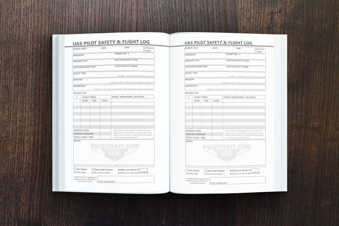 Ultimate UAS / Drone Pilot Logbook: Log page sample